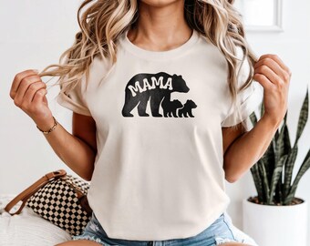 Mama Bear Two Cubs Tshirt, Pregnant Shirt, Homestead Mom Gift, Comfort Colors, Baby Shower Gift, Mom Tshirt, Wildflowers Pregnancy Shirt