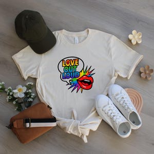 Liebe laut, Comic Regenbogen stolz Shirt Trans Rechte Shirt 100% Baumwolle Die Zukunft ist inklusive Liebe für alle LGBTQ Geschenk Shirt