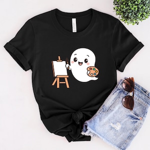 Peinture fantôme couleurs, artiste fantasmagorique, jolie chemise d&#39;Halloween T-shirt de professeur d&#39;Halloween Boo cadeau de professeur d&#39;école bibliothécaire fantôme chemise rétro fantôme