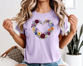 Pressed Wildflower Tshirt, Vintage Pressed Flowers Shirt, Botanical Graphic Tee, Boho Cottagecore Tshirt, Gift For Gardener, floral tshirt