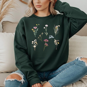 Wild Flowers Eight Variety Sweatshirt Botanical Sweatshirt Farmer Sweatshirt Gift For Gardeners Gardener Sweatshirt Plant Lover Shirt