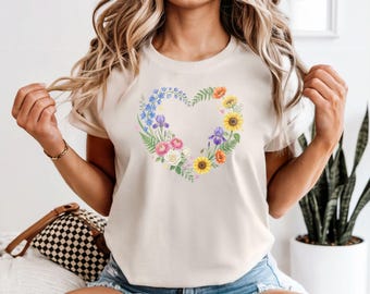 Gepresste wilde Blume Tshirt, Vintage gepresste Blumen Shirt Boho Cottagecore Tshirt, botanische Blumen T-Shirt Wildblumen Shirt, Geschenk für Gärtner