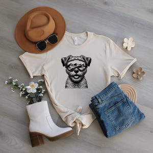 Border Terrier Dog Goggle Unisex Short Sleeve Skiing Tee Animal theme Tshirt her friend Birthday Mountain Sports Lover Womens cute ski shirt