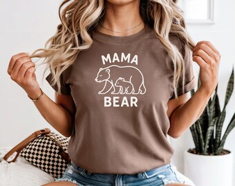 Mama Bear One cub Tshirt, Pregnancy Announcement Shirt For Mom-To-Be Gift, Floral Mom Spring Tee, Comfort Colors, Baby Shower Gift