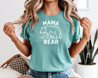Mama Bear One Cub Tshirt, Wildflowers Pregnancy Shirt, Comfort Colors, Baby Shower Gift, Maternity T-Shirt, Mom Gift, Trendy Mom Tshirt