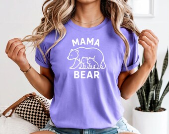Mama Bear Two cubs Tshirt, Wildflowers Pregnancy Shirt, Maternity T-Shirt, Women's Flower Mama Shirt, Pregnant Shirt
