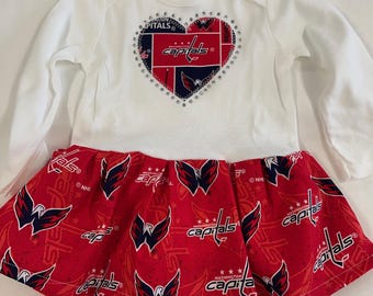 Custom made Inspired Washington Capitals Infant Dress with or without matching Bloomers