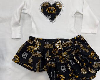Custom made Inspired Boston Bruins Infant Dress with or without matching Bloomers
