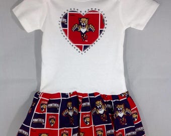 Custom made Inspired Florida Panthers Infant Dress with or without matching Bloomers