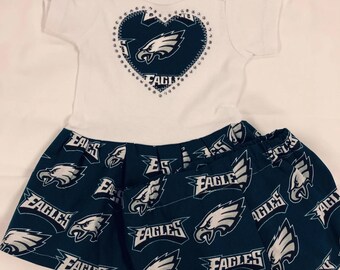 Custom made Inspired Philadelphia Eagles Infant Dress with or without matching Bloomers