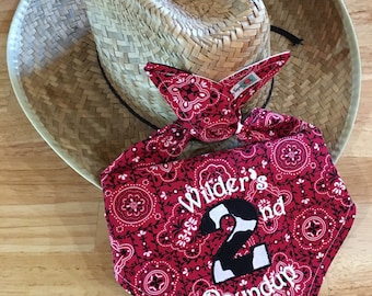 Personalized COWBOY/Rodeo Bandana 2nd/3rd Birthday BIB/BURLAP/Double-Sided Bandana Bib/Party Accessory/2nd/3rd Birthday Party/Rodeo Party