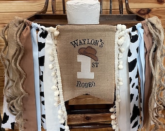 Cowboy 1.Geburtstags-Banner: Rodeo High Chair Decor