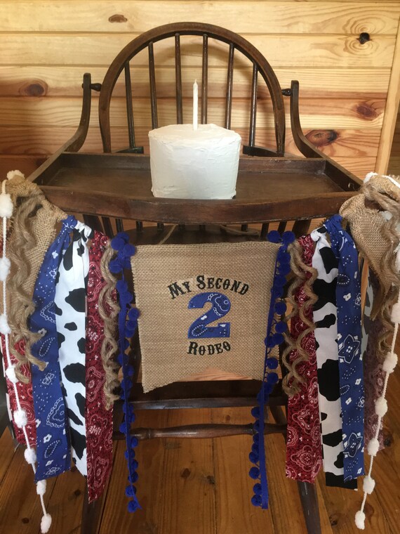 MY SECOND BIRTHDAY Cowboy/Rodeo Highchair Birthday Banner-Burlap Banner-Birthday Banner-Party Decor Banner-Photo Prop-Two Birthday Party Il_570xn