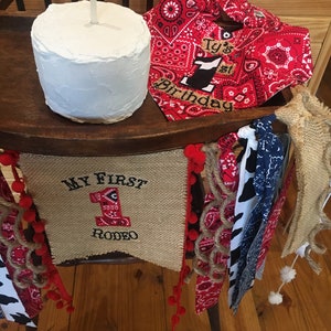 COWBOY/Rodeo NUMBER Bandana 1ST BIB/ Double-Sided Bandana Bib/Western/Farm/Barnyard Party Accessory/1st Birthday Party Outfit/Rodeo Party image 5