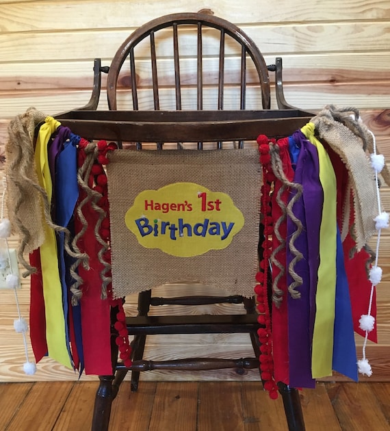 NAME Personalized WIGGLES Theme Birthday Banner-High Chair Birthday Banner-Banners-Birthday Banner One Party Banner-Photo Prop Il_570xn