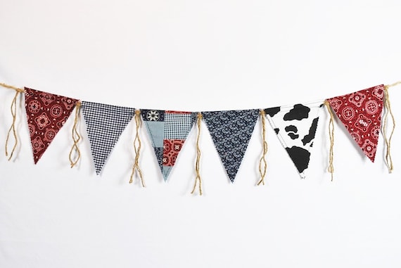 COWBOY/RODEO Pennant Birthday Banner-Cowboy Theme-Banners-Cowboy/Farm/Rodeo/Country Birthday Banner-Rodeo Banners-Party Banner Il_570xn