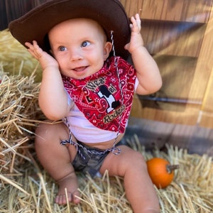 Personalized Cowboy/Rodeo BLUE Bandana 1ST BIB/Double-Sided Bandana Bib/ Western/Farm/1st Birthday Party-Rodeo Party/Barnyard Farm Party image 7