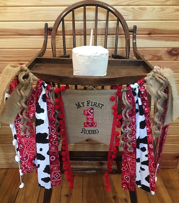 MY FIRST BIRTHDAY Cowboy Rodeo Bandana Banner-Highchair Birthday Banner-1st Birthday Banner-Cowboy Party Banners-1st Rodeo Birthday Banners Il_570xn