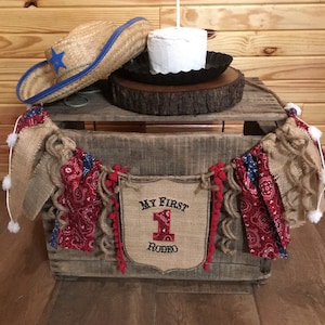 RODEO Back Number-Crate Photo Prop-PERSONALIZED Cowboy-1st Birthday/Rodeo Banner-High Chair Banner-Shield Banner-Birthday Banner-Rodeo Party