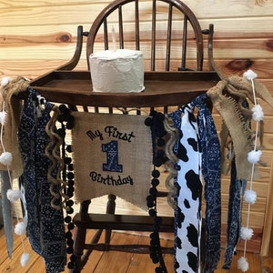 First Birthday Cowboy Banner: Burlap Rodeo Highchair Decor