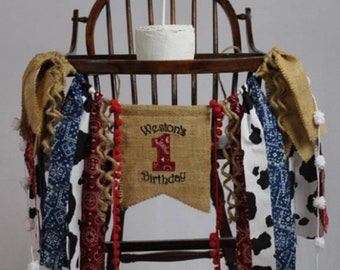 Personalized Cowboy 1st Birthday High Chair Banner: Rodeo Party Decor