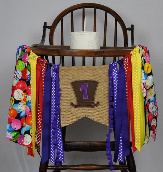 Willy Birthday Banner One-HIGH CHAIR Banner-Banners-Willy Wonka Birthday Banner-Birthday Banner Personalized-Party Banner-Photo Prop Il_570xn