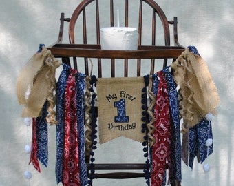 My First Rodeo Birthday Banner: Burlap High Chair Decor