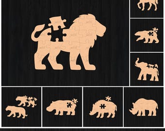 Laser geschnittene Waldtier Puzzle SVG, Montessori Spielzeug (digitaler Download)