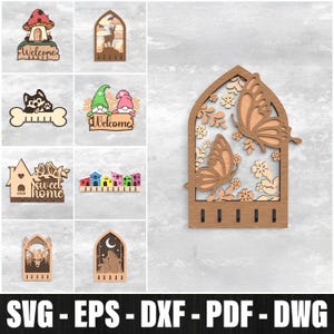 Laser Cut Key Holder Bundle Laser Cut, Family Key Holders, Wall Keychain Laser Cut Key Holder File, Key Hanger Svg Laser Cut
