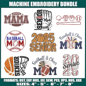 Baseball Mama Bundle Applique Embroidery Designs, Baseball Moms Embroidery, Game Day and Mother’s Day Machine Embroidery Projects