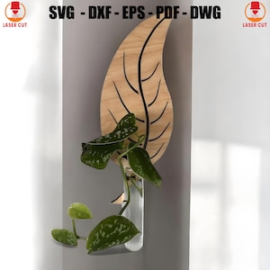 Laser Cut Leaf Shaped Wall Planters For Indoor plants, Plant Propagation Station, Monstera Leaf Propagation Station Wood Modern Decor