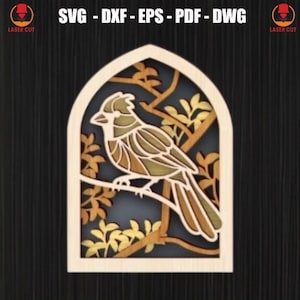 Multilayer Bird Wall Art Laser Cut Files, 3D Layered Bird Svg for Cricut, Nature Mandala Wall Decor Cutting, Bird Layered Shadow Box Svg Cut