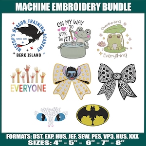 Cartoon Dragon Machine Embroidery Bundle Design, Dragons Toothless and Light Fury Embroidery, Cute Baby Dragon Machine Embroidery Design