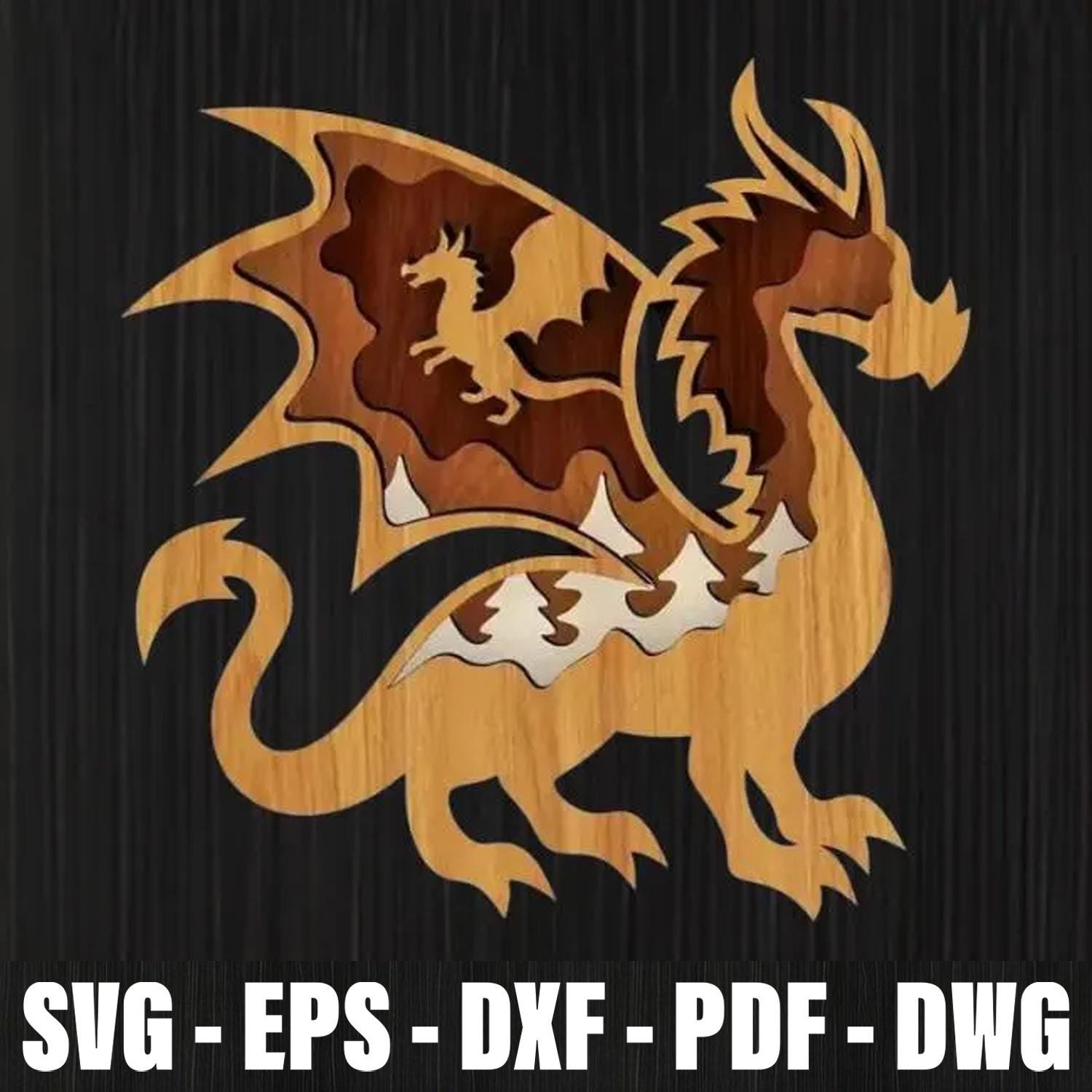 3D Dragon Multilayer Svg Laser Cut, Layered Dragon Mandala Plywood File, Multilayer 3D Wooden Engraved Laser Cut, Dragon Mandala Wood Cut