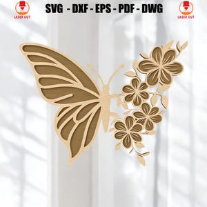 Floral Mom Butterfly Sign Laser Cut, Glowforge Laser Cut Files, Wooden Butterflies Nursery Decor Laser Cut, Butterfly 3D For Laser Cutting