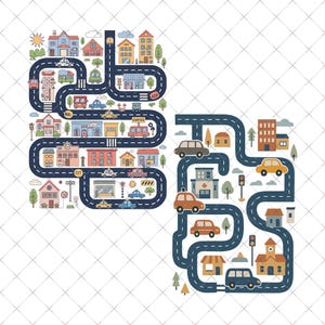 City Map Road Png, Kinder spielen Karte svg, Drive Track Town Grafik, Jungen-Auto-Design, Vorschullernen-Svg Niedliche Stadt-Art-Svg Cricut für Schnittdatei
