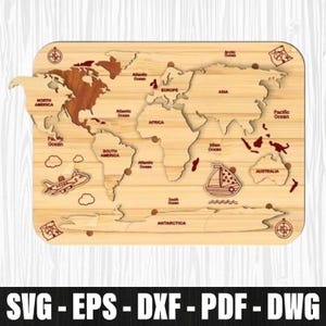 World Map with Countries Capitals Laser Cut , Political Map Travel Decor Laser Cut, Kids Room Wall Decor Cut, Laser Montessori Geography Toy