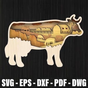 3D Mandala Cow Laser Cut File, Layered Truss Cow Svg Laser Cut, Farm Animal Wall Art Decor Svg for Laser, Multilayer Angus Cow Laser File