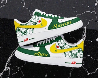 Augusta Golf Masters Air Force 1 Custom, Personalized Golf AF1, Hand Painted Shoes.