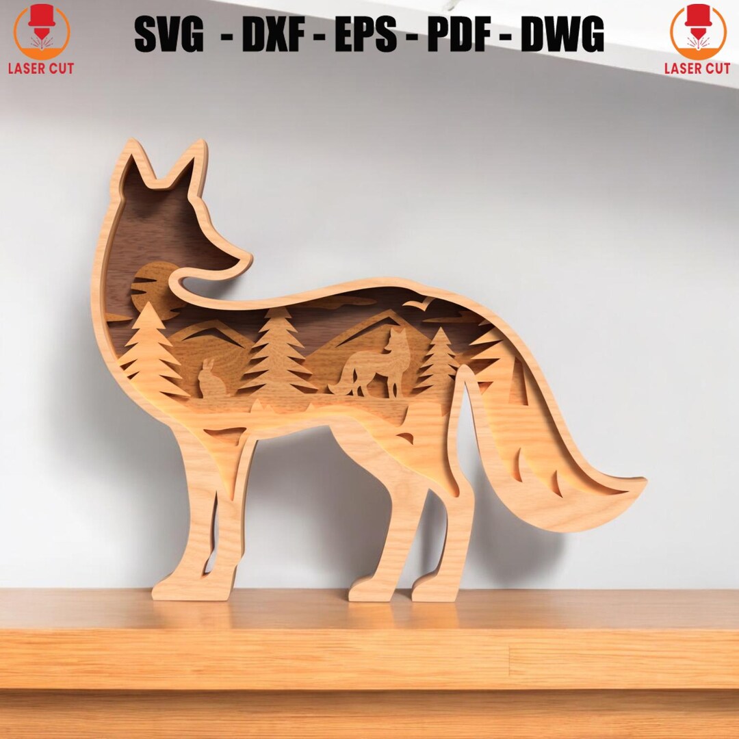 Fox Multilayer Svg Laser Cut, Fox Mandala Wood Cut Home Decor, Fox ...