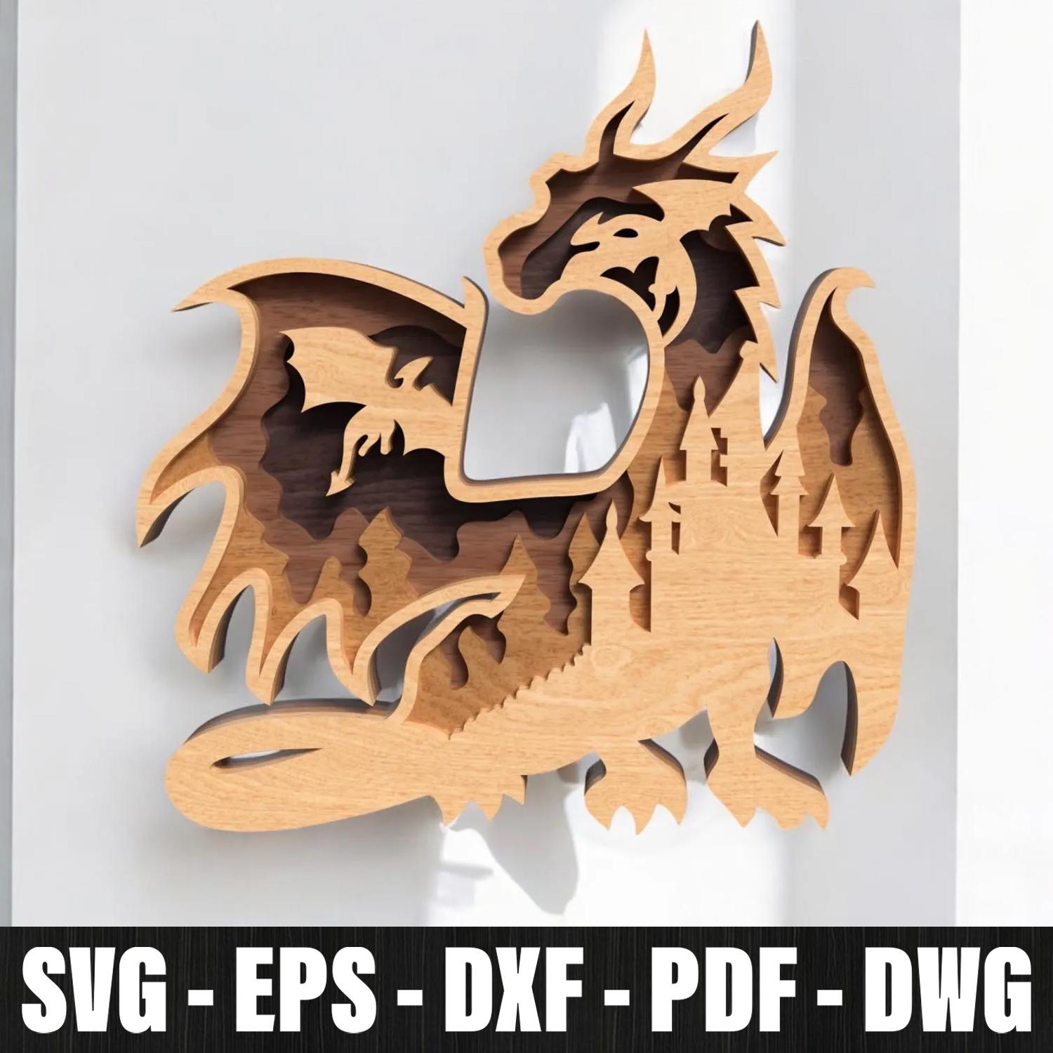 3D Dragon Mandala Svg Laser Cut, Dragon Zentangle Multilayer Cutting, Dragon Mandala Wood Cut, Dragon Lightburn Laser Cutting Files