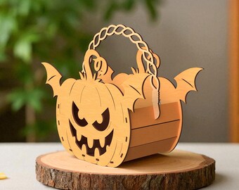 ハロウィンかぼちゃバスケットレーザーカットバンドル、バスケット