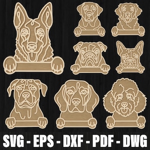 Dog Breed Outline Laser Cut Bundle, Dog Breeds Laser Cut Files, Dog Head Outline Svg, Dog Multilayer Svg Home Decor, Dog Plywood Cut Design