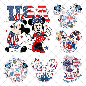 Mouse 4th Of July Png Bundle, Cartoon 4th July Png, Fourth Of July Png Designs, Independence Day Freedom Png, Happy 4th Of July Day Png