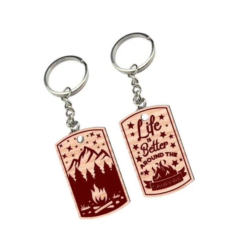 Mountains Keychain Laser Cut Svg Bundle, Camping Laser SVG Design ...