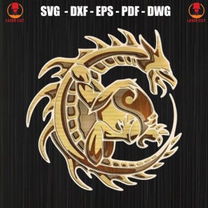 Dragon Multilayer Svg Laser Cut, Fantasy Dragon Wall Art for Cricut Glowforge, Layered Dragon Wood Decor, Dragon Plywood Cut 3D Mandala