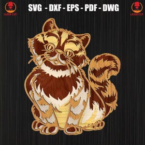 Cat Multilayer Mandala Svg Laser Cut, Cat 3D Home Wall Decor Svg Cutting, Cat Shadow Box, Animal Multilayer Laser Cut, Cat Lover Gifts