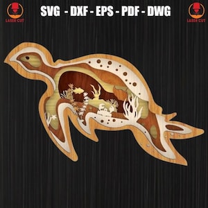 Sea Turtle Multilayer SVG Files, 3D Mandala Svg Files for Laser Cutting, Ocean Animal Wooden Wall Art Decor Cutting, 3D Turtle Svg Laser Cut