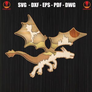 3D-Drachen-Mandala SVG Laser Cut-Datei, Fantasy Dragon Holz graviert Cut, Dragon Glowforge Cricut CNC, Wand-Dekor-Drache Laser Cut
