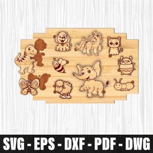 Forest Animals Puzzle Laser Cut Wooden Puzzle Game, Safari Animal Puzzle Laser Cut, Maths Montessori Puzzle Svg Laser Cut, Children Game Svg